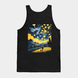 Starry Night Cat, Van Gogh Cat, Cat Lover, Cat Mom, Cat Dad Tank Top